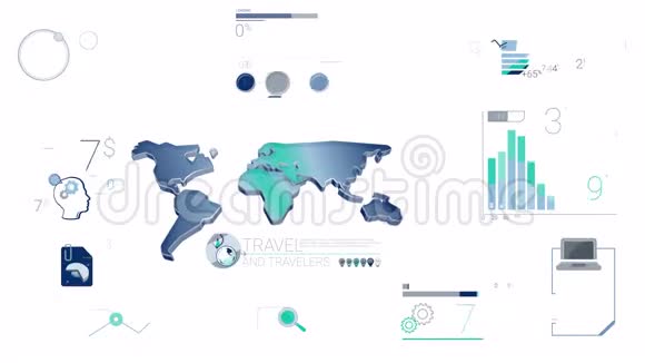 蓝色公司信息系统元素与阿尔法频道视频的预览图