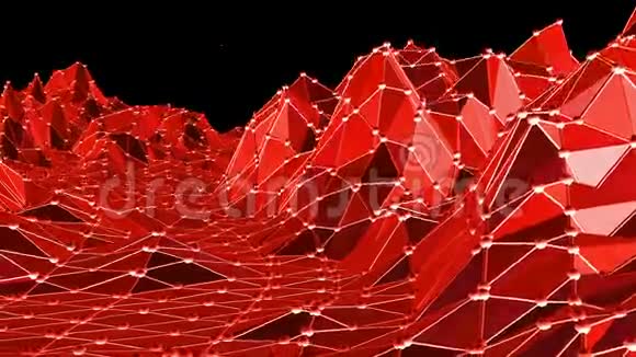 抽象挥动红色低聚表面作为数字环境在时尚低聚设计多角形镶嵌背景视频的预览图