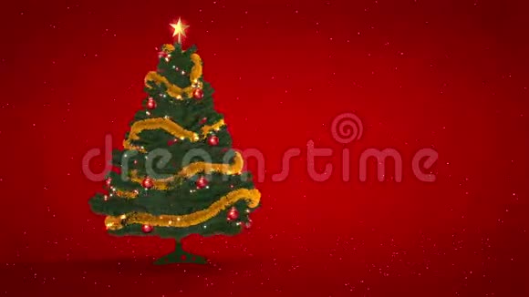 红色背景上的圣诞树视频的预览图
