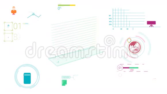 带有阿尔法频道的彩色企业资讯元素视频的预览图