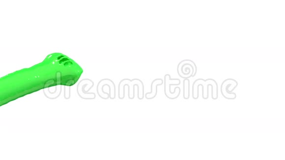 绿色油漆喷泉3D白色背景与阿尔法通道使用阿尔法面具带涡旋液的喷泉顶部3D视频的预览图