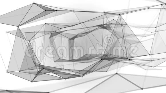 普莱克斯幻想抽象技术用动线点三角形抽象几何背景科学视频的预览图