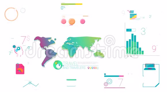 带有阿尔法频道的彩色企业资讯元素视频的预览图