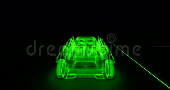 4K未来绿色汽车抽象动画视频的预览图