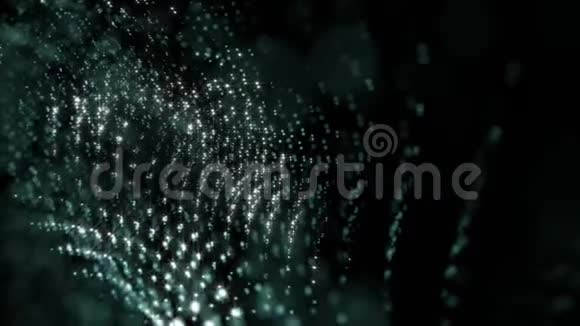 带有慢运动发光粒子物体的未来动画4096x2304环4K视频的预览图