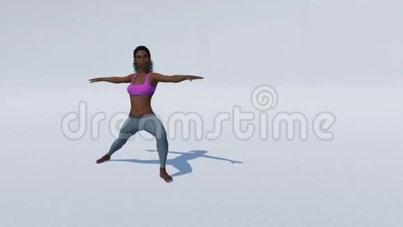 非洲女人在白色背景下做瑜伽姿势视频的预览图