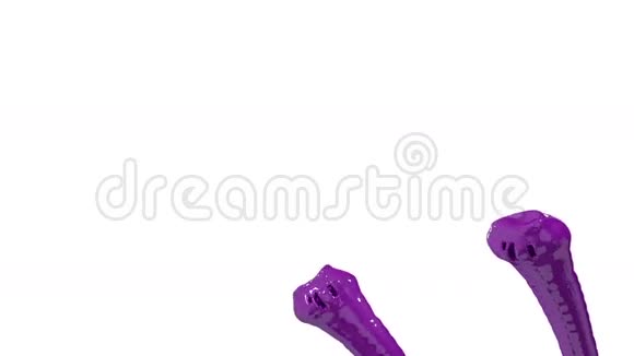 紫漆喷泉3d在白色背景与阿尔法通道使用阿尔法面具带涡旋液的喷泉顶部3D视频的预览图