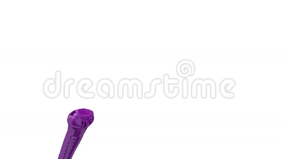 紫漆喷泉3d在白色背景与阿尔法通道使用阿尔法面具带涡旋液的喷泉顶部3D视频的预览图