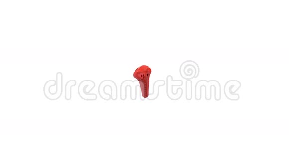 红色油漆喷泉3D白色背景与阿尔法通道使用阿尔法面具带涡旋液的喷泉顶部3D视频的预览图