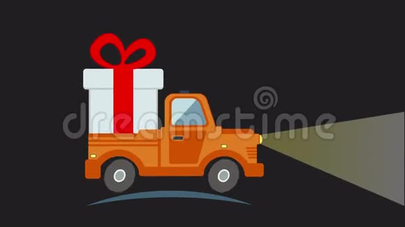 提供带礼品盒的平板运输卡车视频的预览图