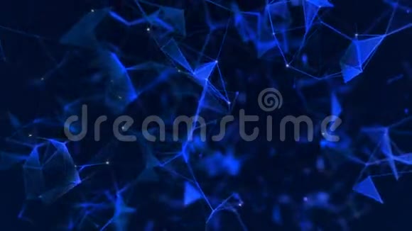 抽象线三角形和点的屈体蓝色背景循环动画视频的预览图