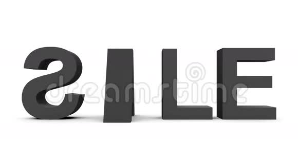 销售30fps循环与阿尔法哑光预先渲染在黑色准备合成黑色三维字母旋转在白色视频的预览图