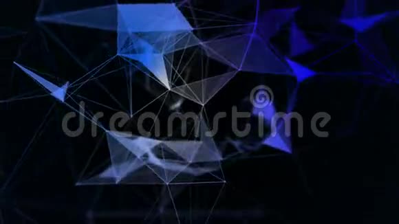 用移动线点和三角形抽象蓝色几何背景普莱克斯幻想抽象技术循环视频的预览图