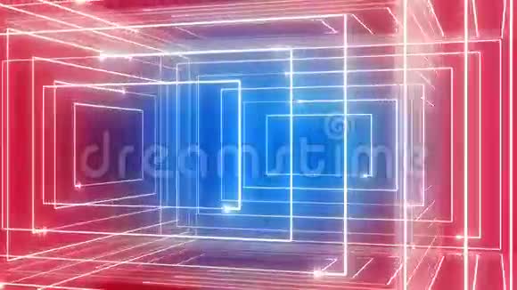 抽象线运动音乐背景旋转360LOOP红蓝视频的预览图