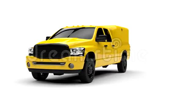 黄色商用车送货车三维渲染视频的预览图