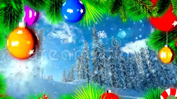 圣诞树上的圣诞球抽象循环背景视频的预览图