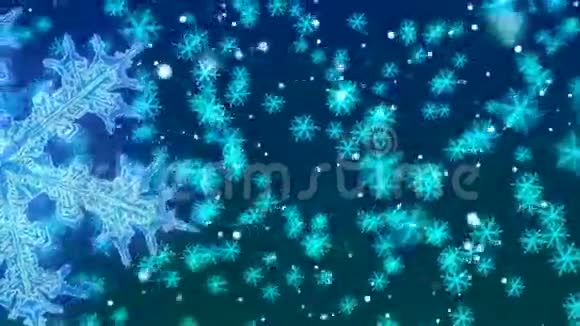 圣诞背景与美丽的雪花飘落视频的预览图