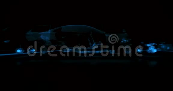 4K未来蓝色轿车抽象动画视频的预览图