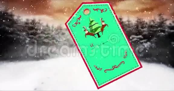 附有圣诞快乐讯息的标签插图视频的预览图