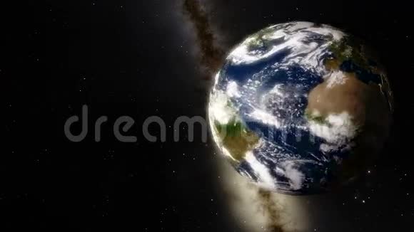 背景中银河系行星地球自转视频的预览图