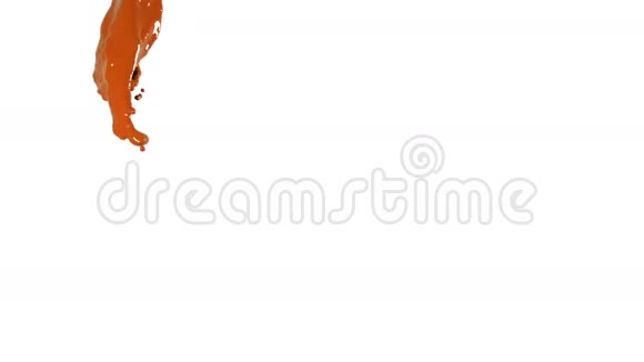 白色背景下的橙色流体彩色油漆视频的预览图