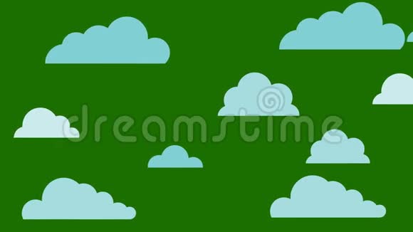 绿色屏幕上的动画卡通云视频的预览图