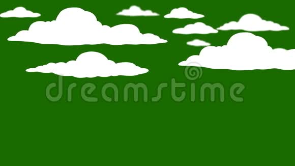 绿色屏幕上的动画卡通云视频的预览图