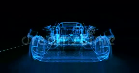 4K未来蓝色轿车抽象动画视频的预览图