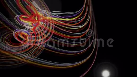 带有粒子条纹对象和慢动作灯光的未来动画4096x2304循环4K视频的预览图