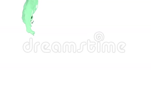 白色背景上的绿色流体流视频的预览图