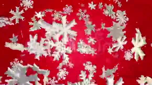 雪花落在红色的白色上视频的预览图