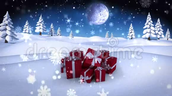 大雪纷飞的圣诞礼物视频的预览图