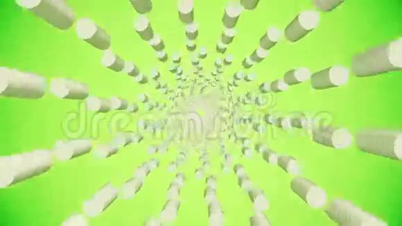 旋转的物体在绿色的白色螺旋状飞行视频的预览图