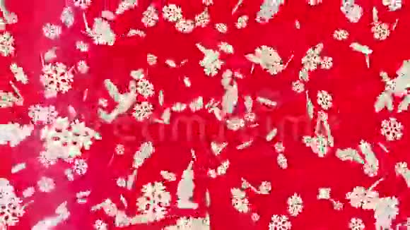红色背景下的雪花视频的预览图