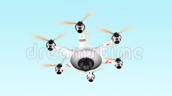 带着监控摄像头在天空中飞行的无人机视频的预览图