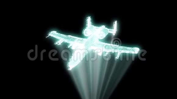Hologram线架式飞机喷气机不错的三维渲染视频的预览图