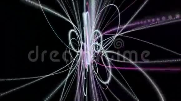 运动中带有粒子条纹物体的奇妙动画循环高清1080p视频的预览图