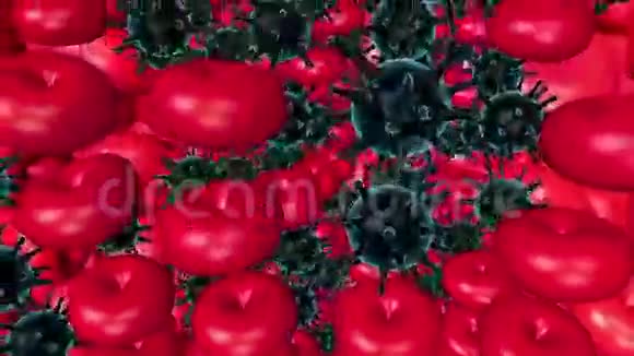 红色深蓝色的抽象病毒视频的预览图