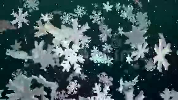 飞舞的雪花带着灯光的深蓝色视频的预览图