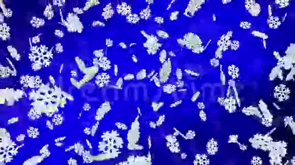 蓝色背景上的雪花视频的预览图