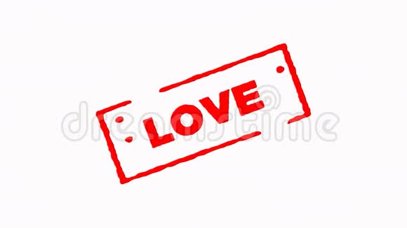 爱情签名用红墨水邮票放大和缩小白色背景视频的预览图