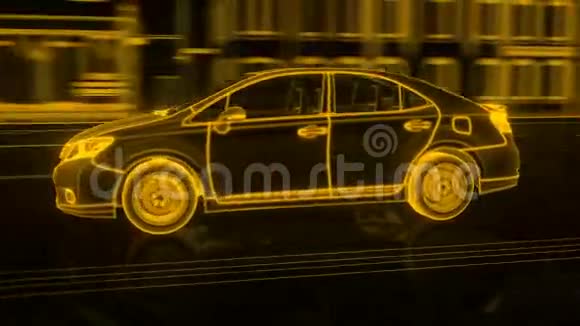 城市汽车线框视图概念视频的预览图