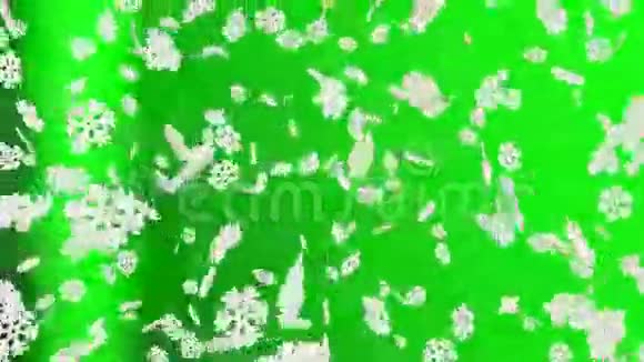 绿色背景上的雪花视频的预览图
