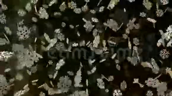 黑色背景下的雪花视频的预览图