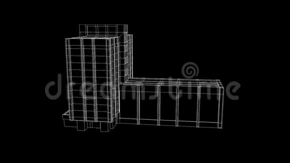 3D楼的线框风格不错的3D渲染视频的预览图