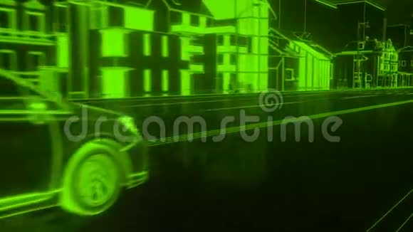 城市汽车线框视图概念视频的预览图