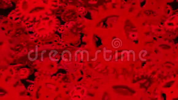 抽象暗红色旋转齿轮视频的预览图