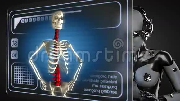 循环机器人妇女操纵全息图显示视频的预览图