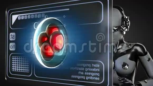 循环机器人妇女操纵全息图显示视频的预览图