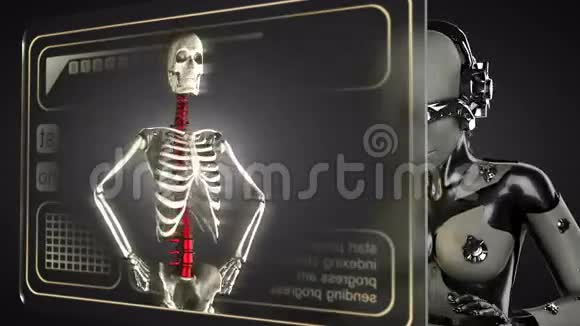 机器人女性操纵全息图显示视频的预览图